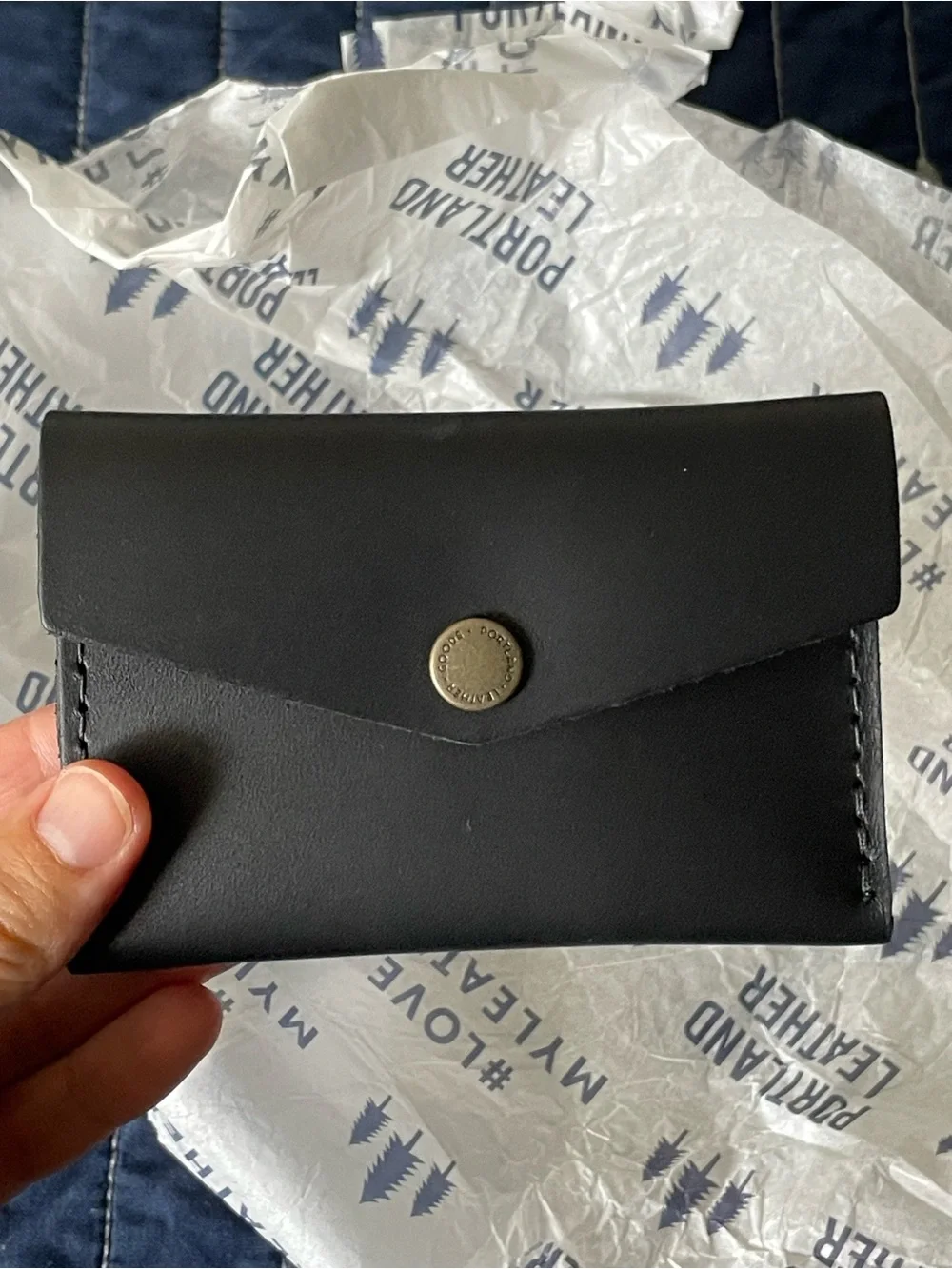 Black Leather Envelope Card Holder Wallet - Portland Leather